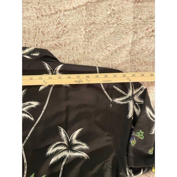 Hawaiian Style Mens L Shirt Palm Tree & Motorcycle Pacific & Co Black - Picture 14 of 16